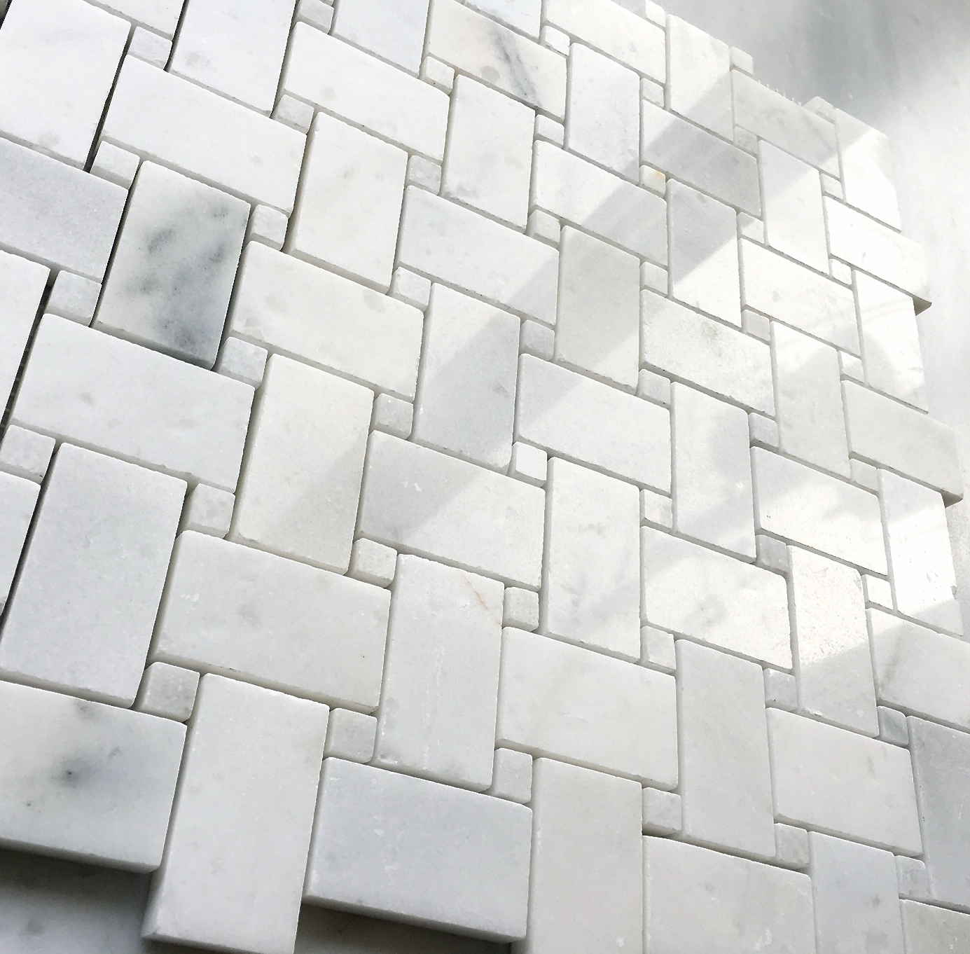 Carrara White with Carrara White Marble Basketweave (1.2 Square-foot) Floor Tile