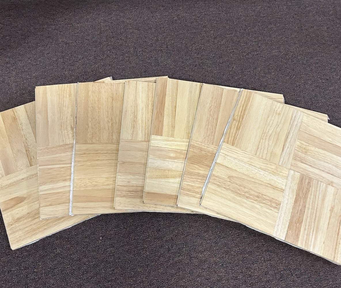 Cryntel EZ Parquet Self Stick Tiles ~Natural~ 9 (12×12) Tiles 6-finger READ