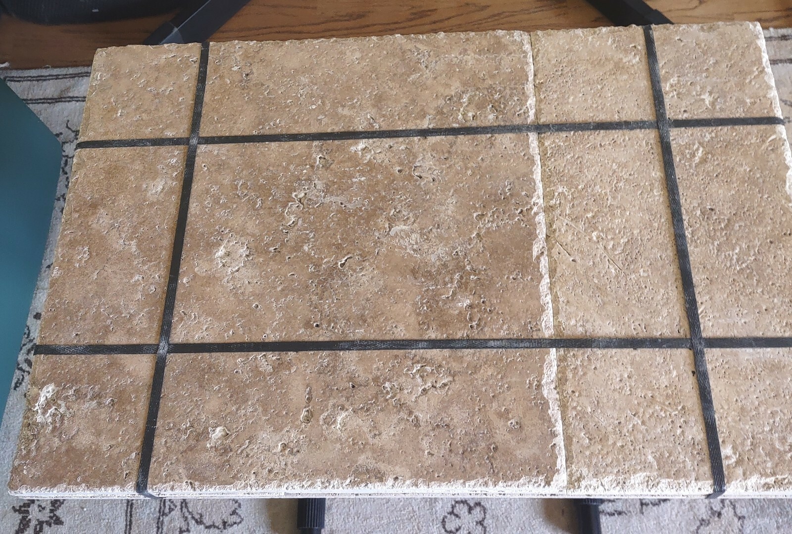 Flooring Tile, Travertine, chiseled, Noce, brushed, 142 square feet