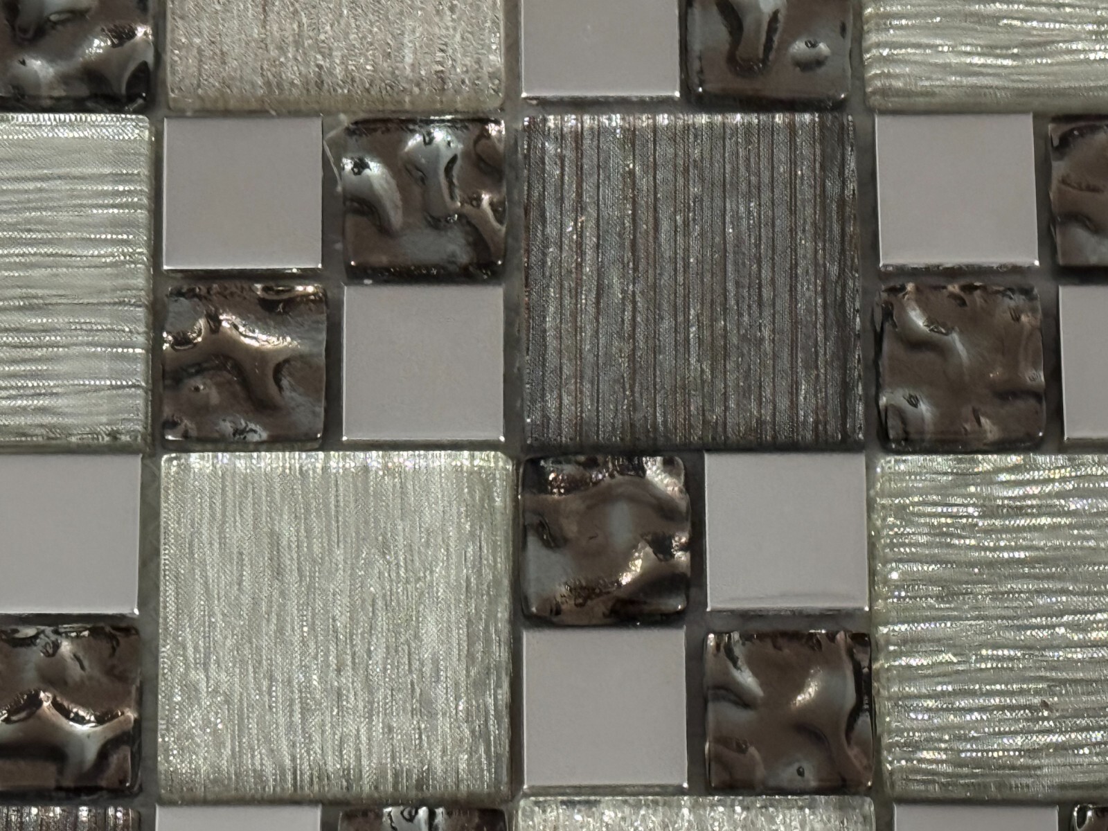 NY47 Silver Glass/Metal Square Mosaic Tile Kitchen Bathroom Backsplash
