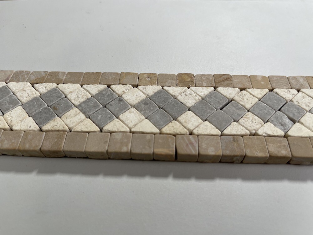 B4735T Marble Mosaic Border Bathroom Accent Listello Tile Greece 2×12 Tumbled