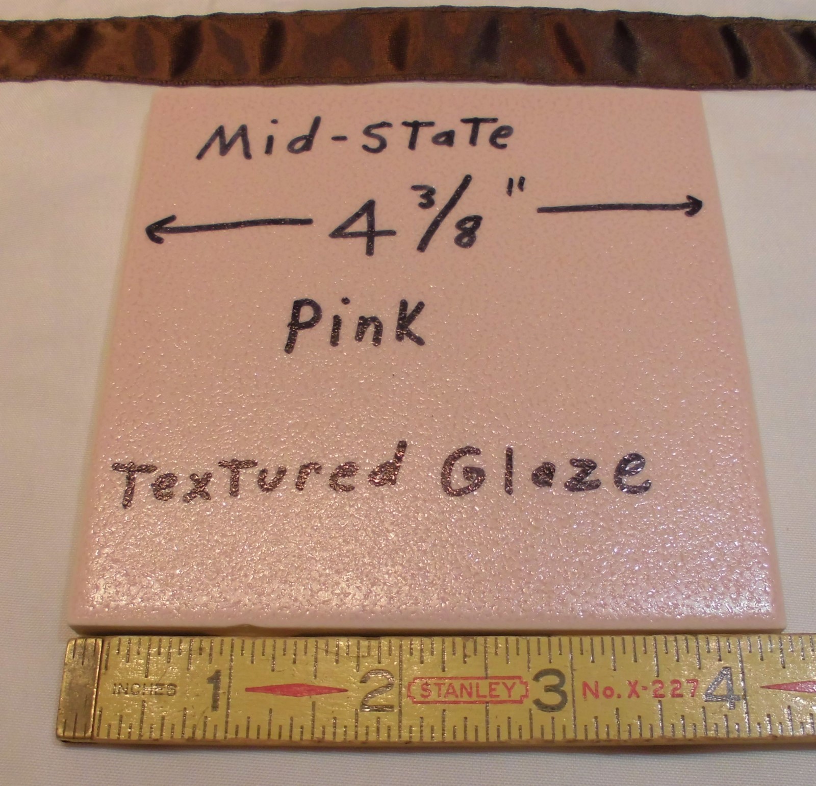 1 pc. Ceramic Tile *Pink Crystal Glazed* by Mid-State Co. 4-3/8″ Crystalline