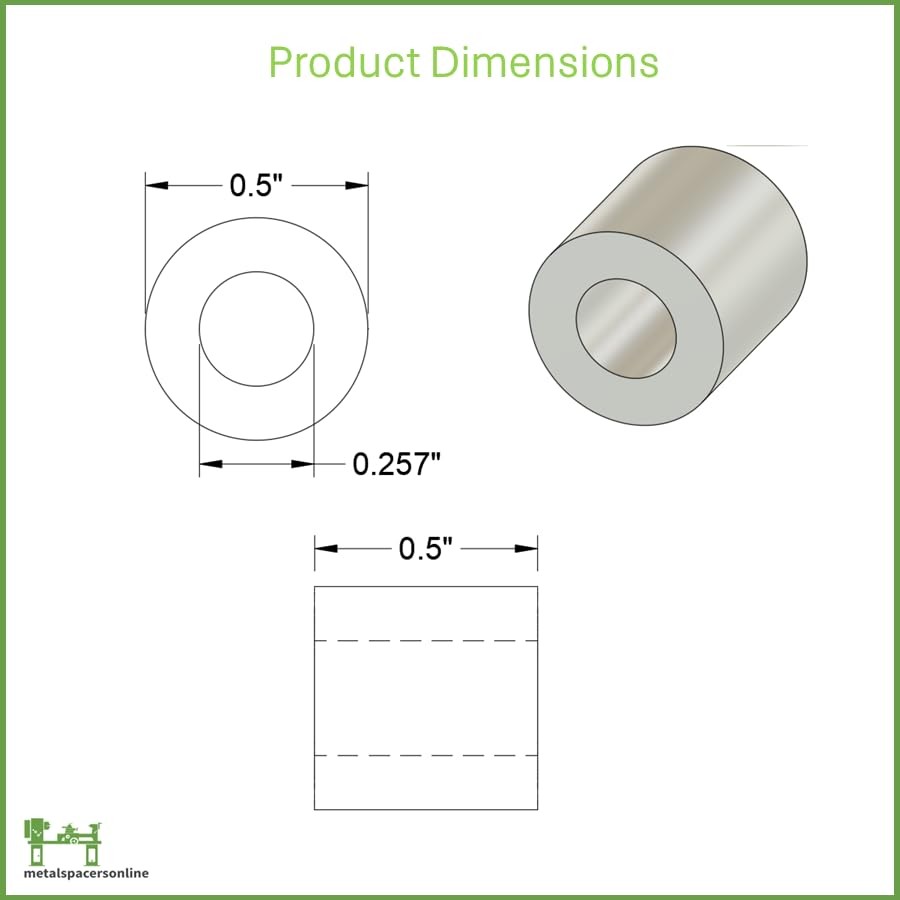 Aluminum Spacer 1/2″ OD x 1/4″ ID x Long-Round Length