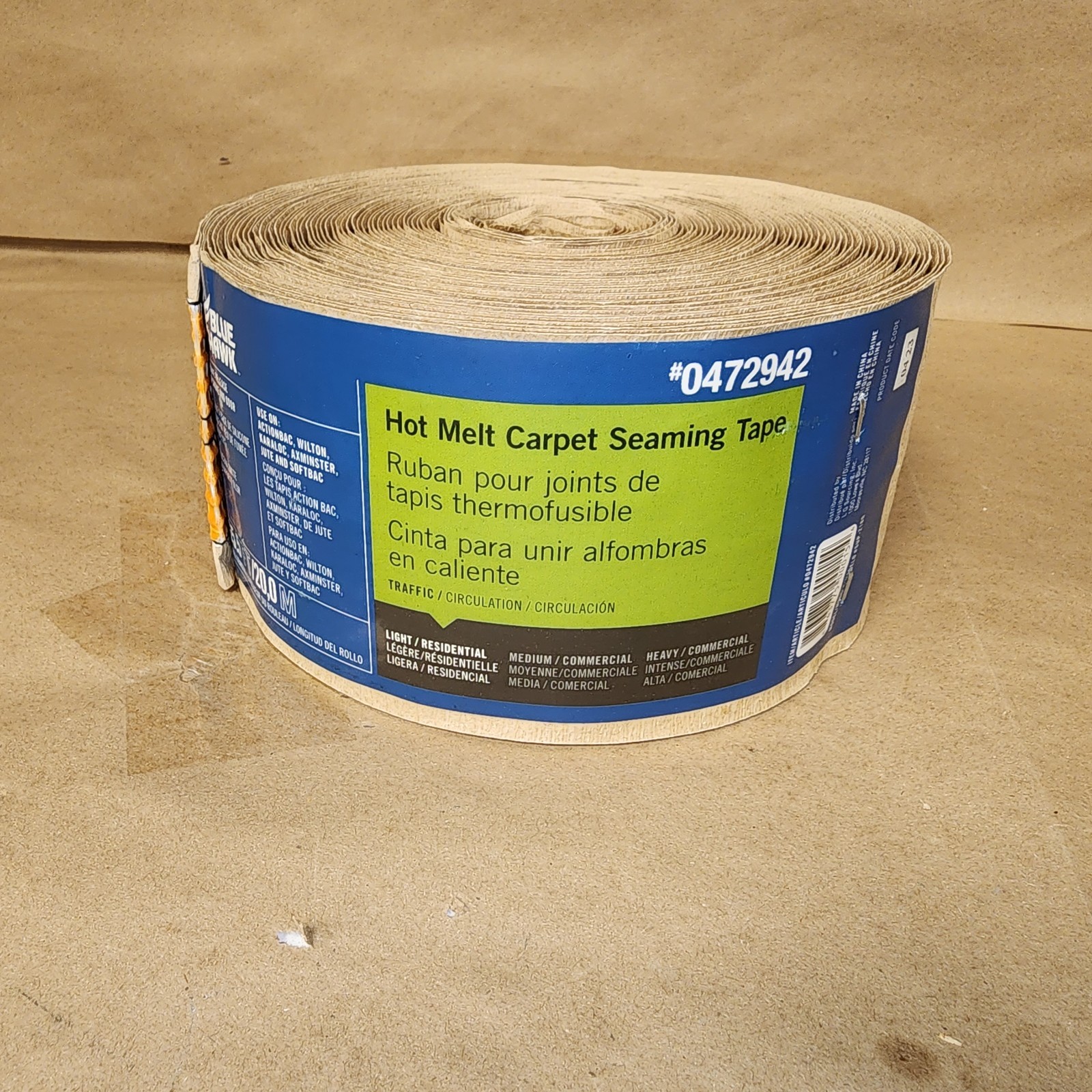 ^ Blue Hawk Hot Melt Carpet Seaming Tape 65.5ft Light/Residental Good Seam Tape