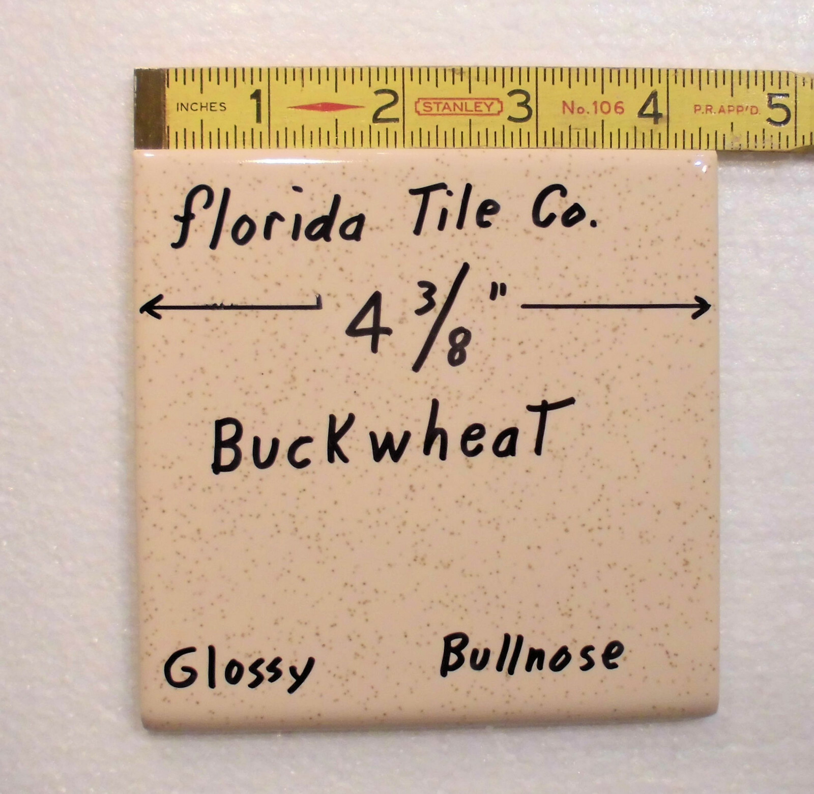 1 pc. *Buckwheat* Bullnose 4-3/8″ Glossy Ceramic Tile by Florida Tile Co. New