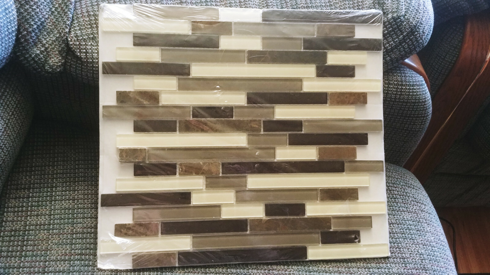 1 American Olean Mosaic Chateau Emperador Linear Stone Glass Marble 0494086 NEW