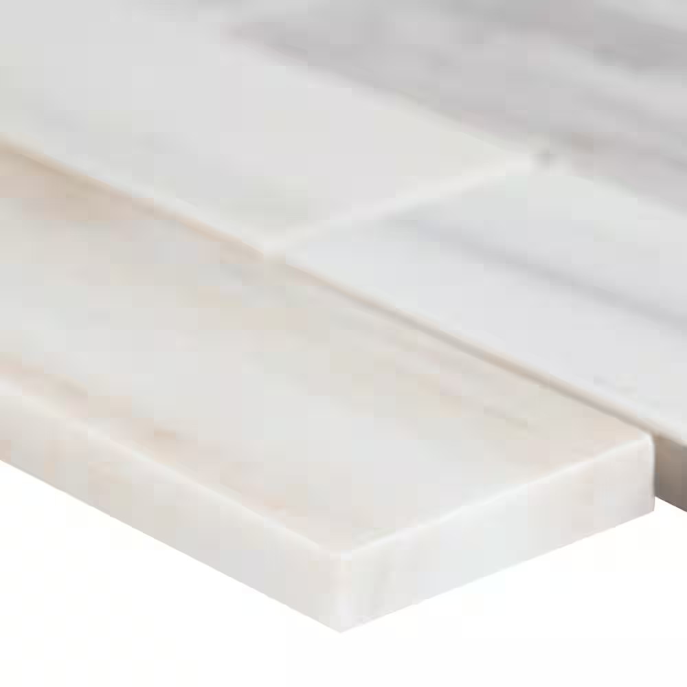 Angora Subway 12 In. X 12 In. X 0.38 In. Polished Marble Mesh-Mounted Mosaic Flo