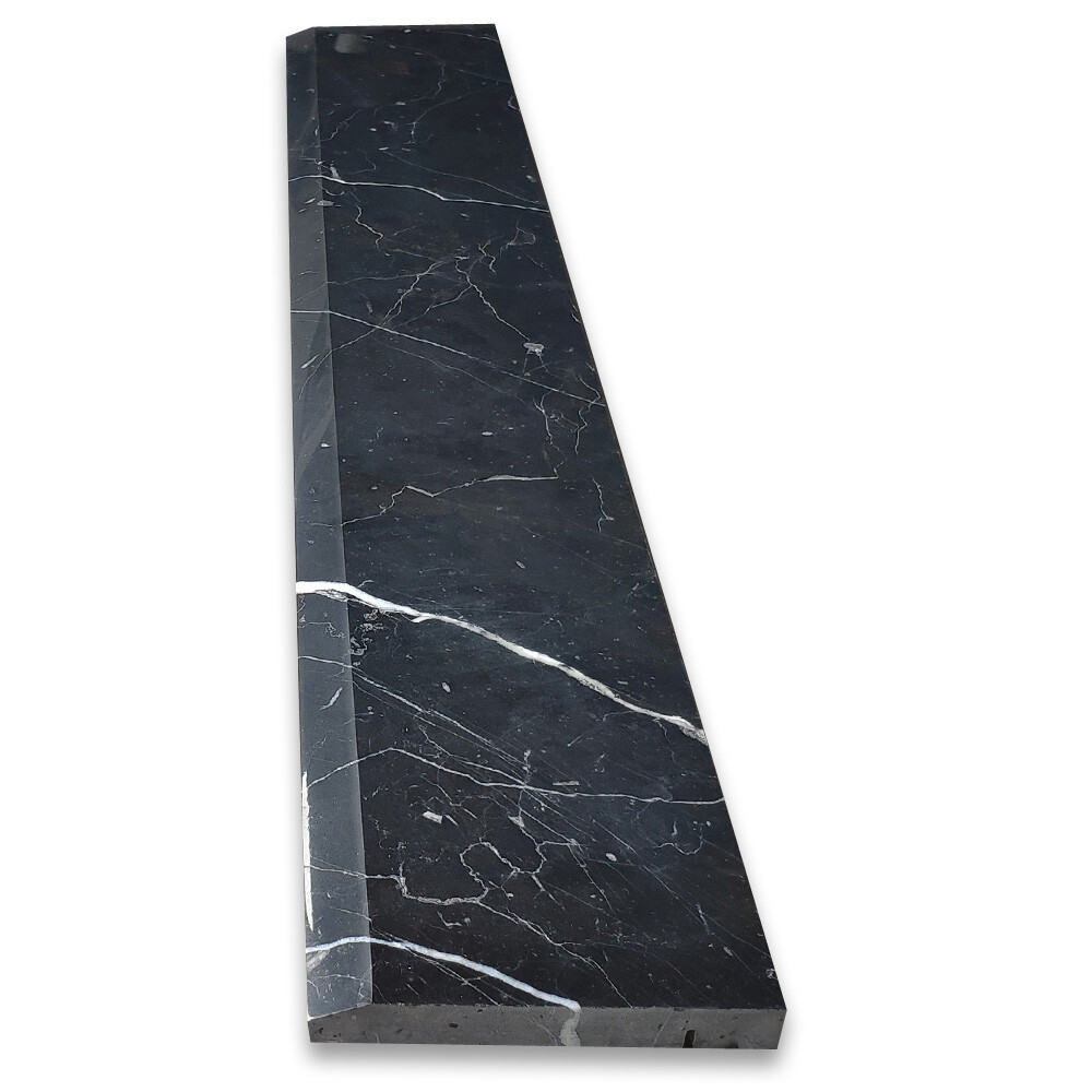N0BP Nero Marquina Black Marble 6×36 Threshold Saddle Single Beveled Tile