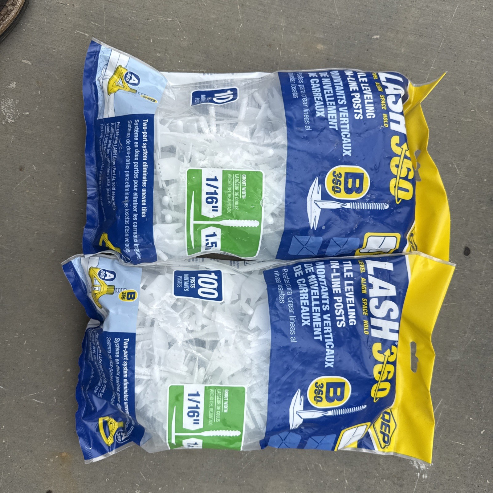 QEP LASH360 1/16 in. Tile Leveling Clips In-line Posts 99735 Lot Of 2 Bags