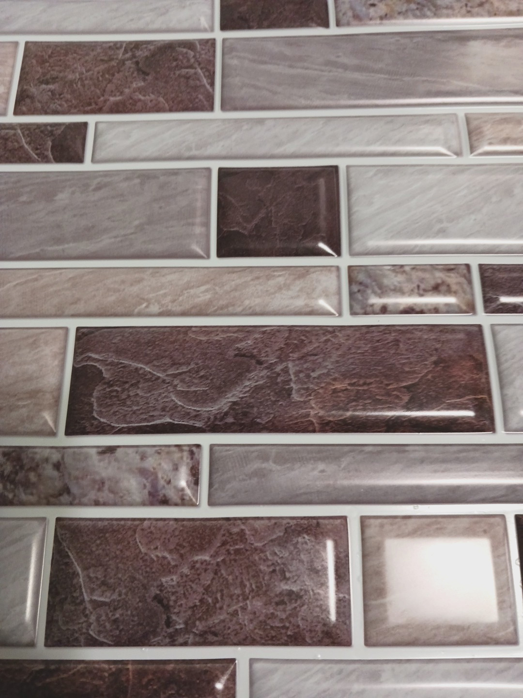 Wall Tile Gray & multi-color granite pattern. 10 piece plastic self adhesive 12″