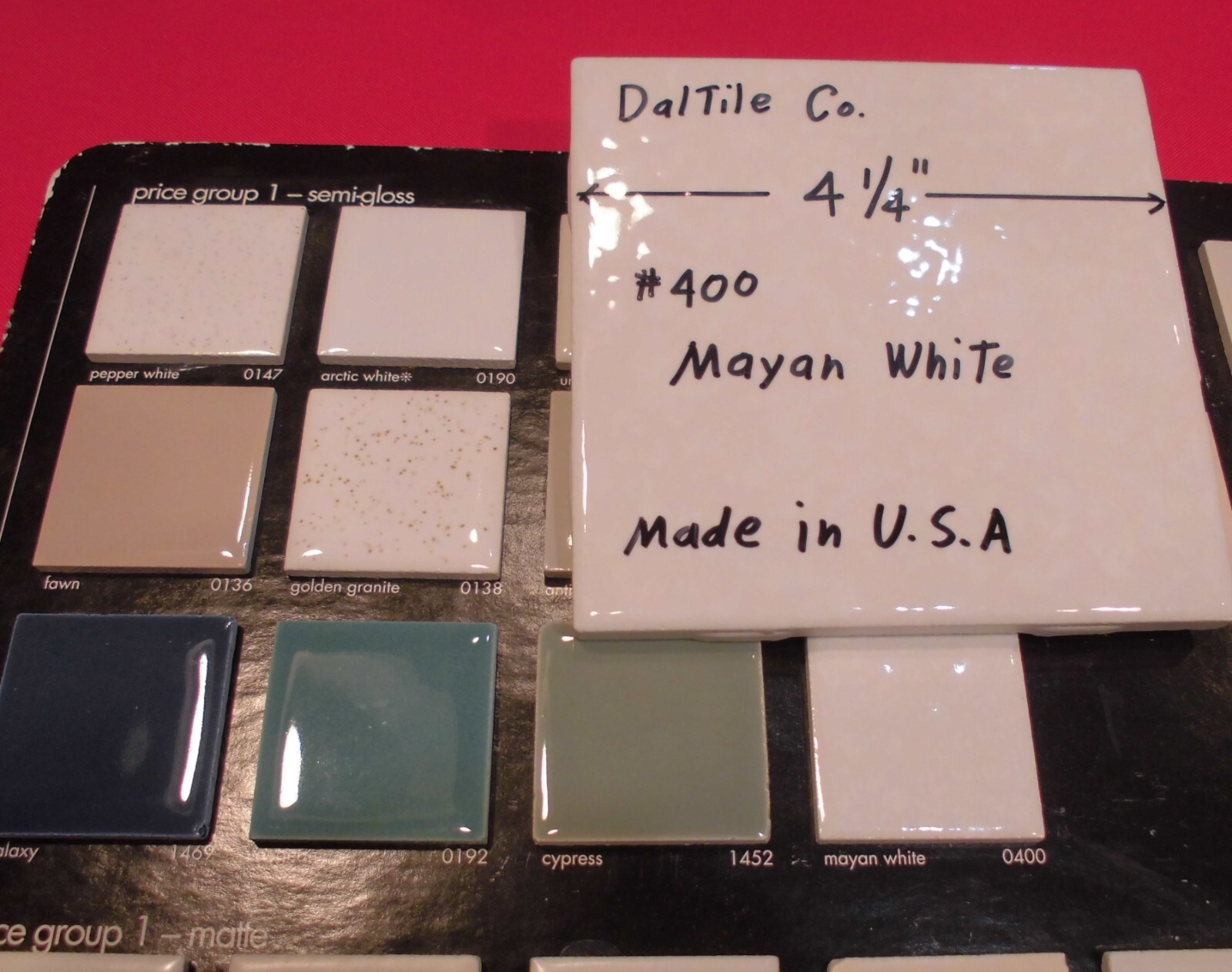 1 pc. Mayan White: Glossy Ceramic Tile by Daltile 4-1/4″ Tiny, Bumpy, Dimple