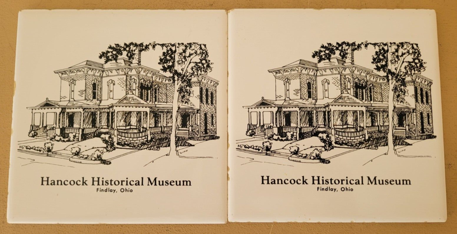 VTG Tile Hancock Historical Museum Society Decorative Ceramic 6×6″ Findlay OH