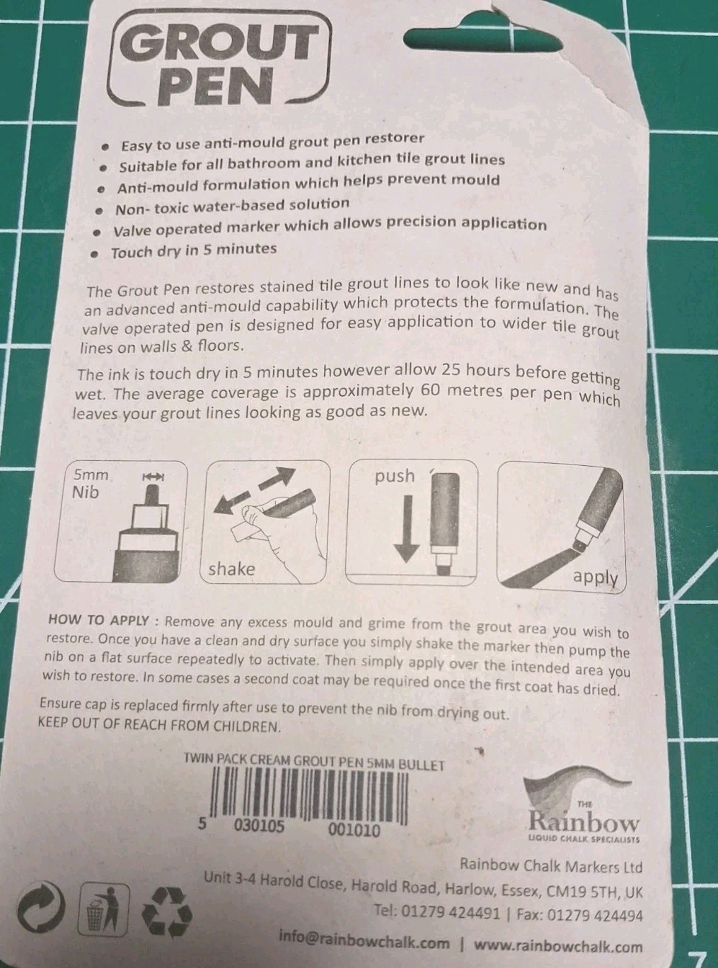 Grout Pen Cream Tile Paint Marker: Waterproof Tile Grout Colorant w/ Extra Tips