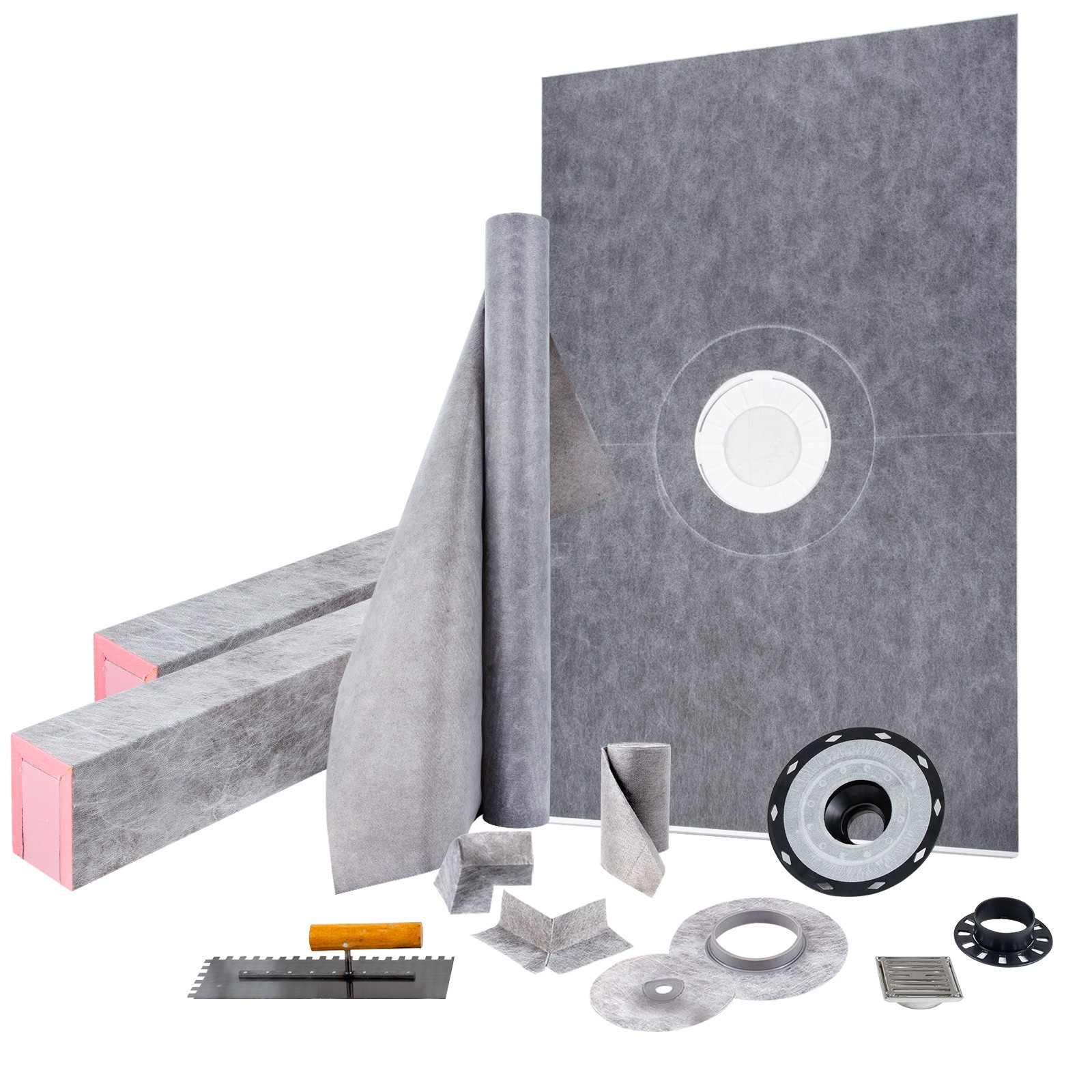VEVOR Waterproofing Shower Kit Shower Kit Tray 48”x72” with Central Drain PVC
