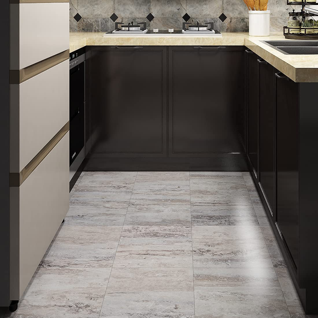 Waterproof Peel and Stick Floor Tile 12″X12″ Speckled Stone Vinyl Flooring Bathr
