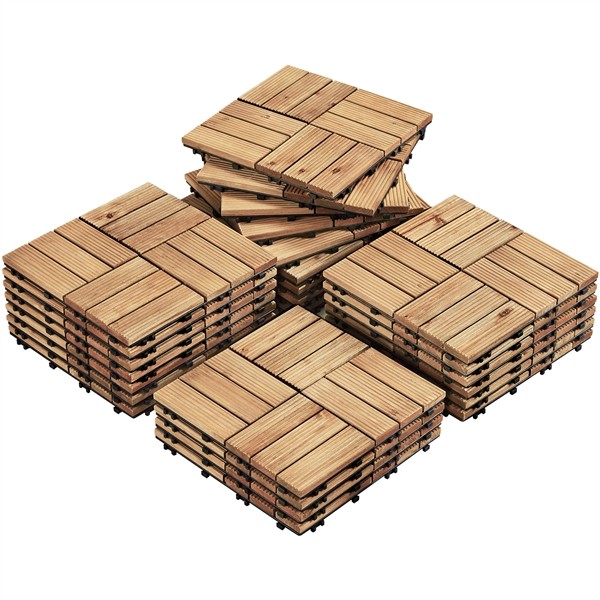 27pcs 12″x12″ Wood Plastic Interlocking Flooring Tiles for Balcony Patio Garden