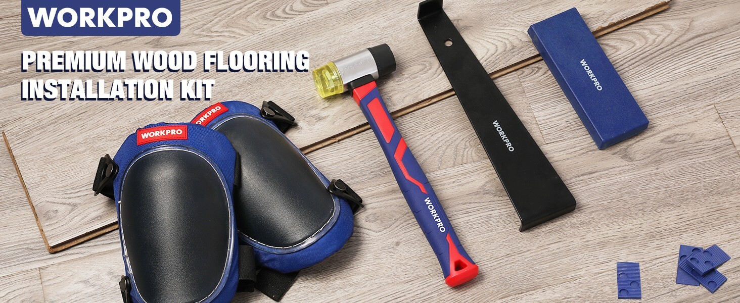 WORKPRO Laminate Flooring Installation Kit- Rubber Mallet with Fiberglass Handle