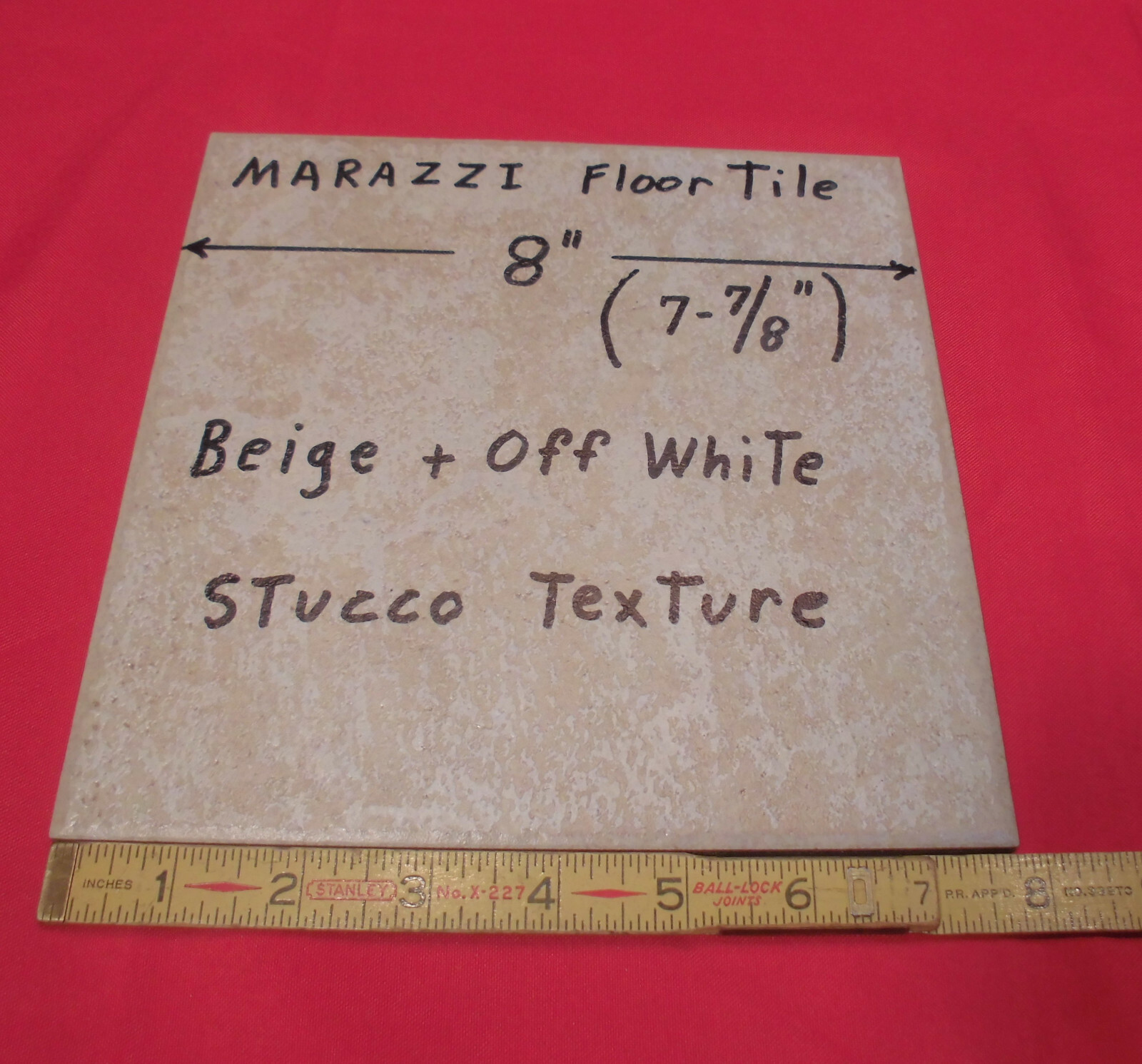 1 pc. *Off-White – Beige* 8″ Ceramic / Porcelain Floor Tile; Stucco Textured NEW
