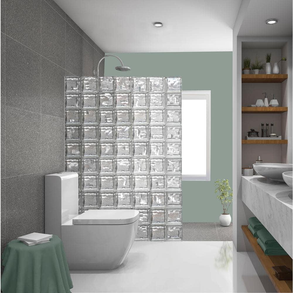 Nubio 4 in. Thick Series 8 in. x 8 in. x 4 in. (8-Pack) Wave Pattern Glass Block