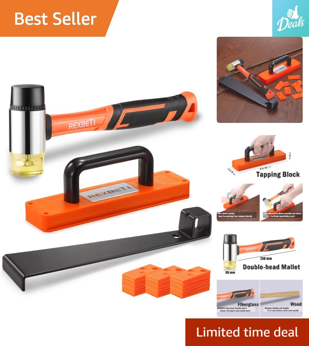 43-Piece Flooring Installation Kit – Mallet, Block & 40 Spacers Included