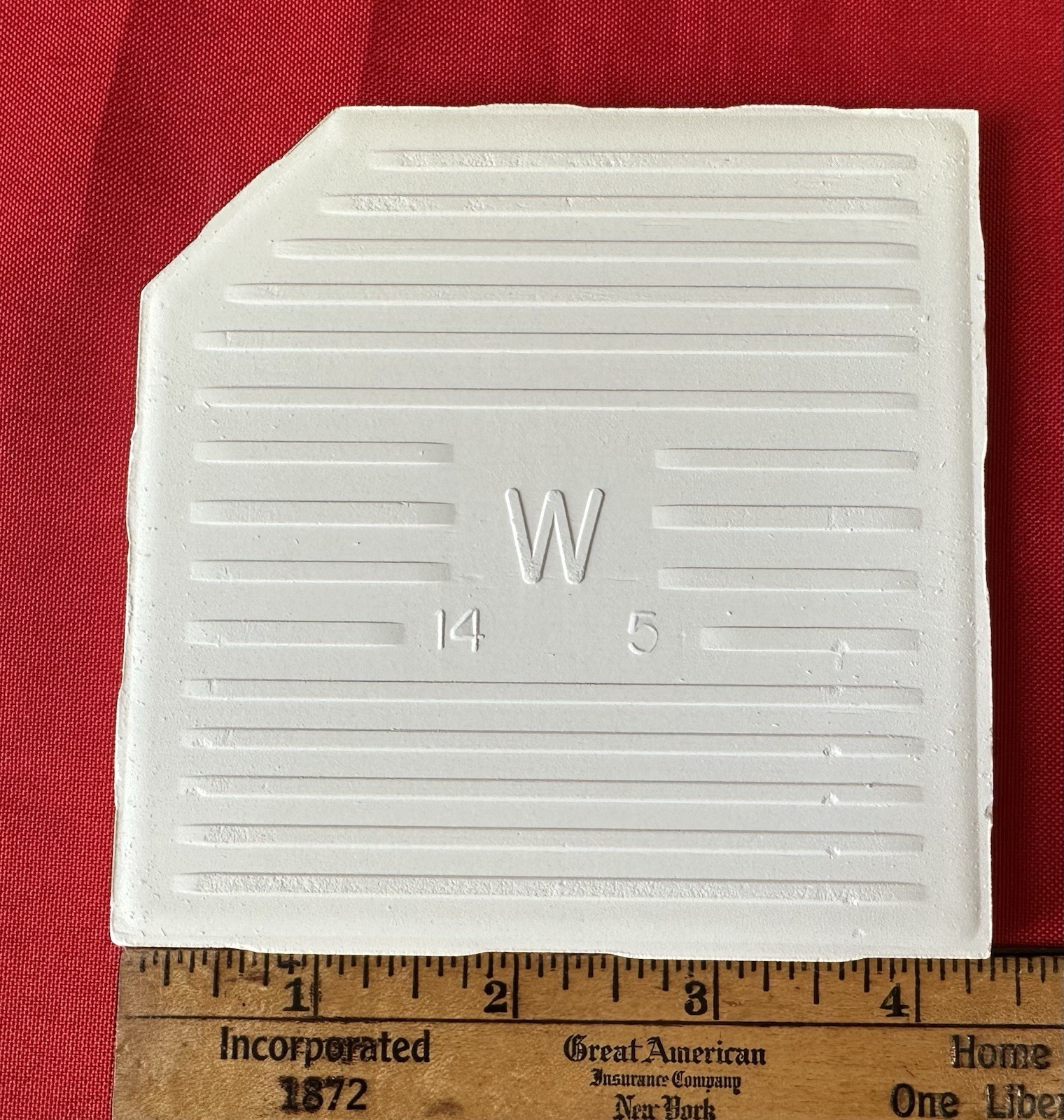 1 pc. White Crystal Glazed: Ceramic Tile by Wenczel Co. 4-5/16, Clipped Corner