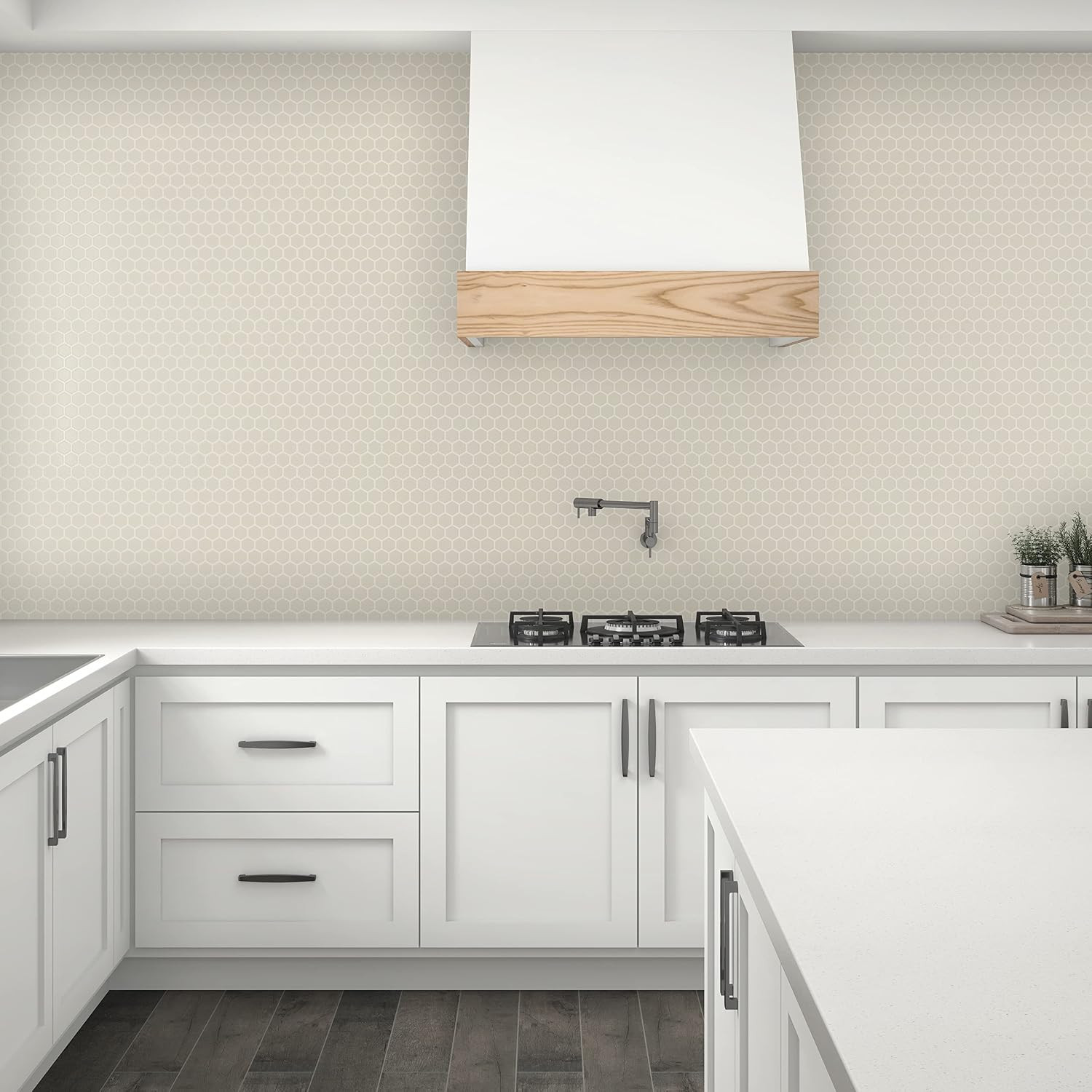 Matte Biscuit/Cream 1.5″ Ceramic Hexagon Mosaic for Backsplashes & Walls