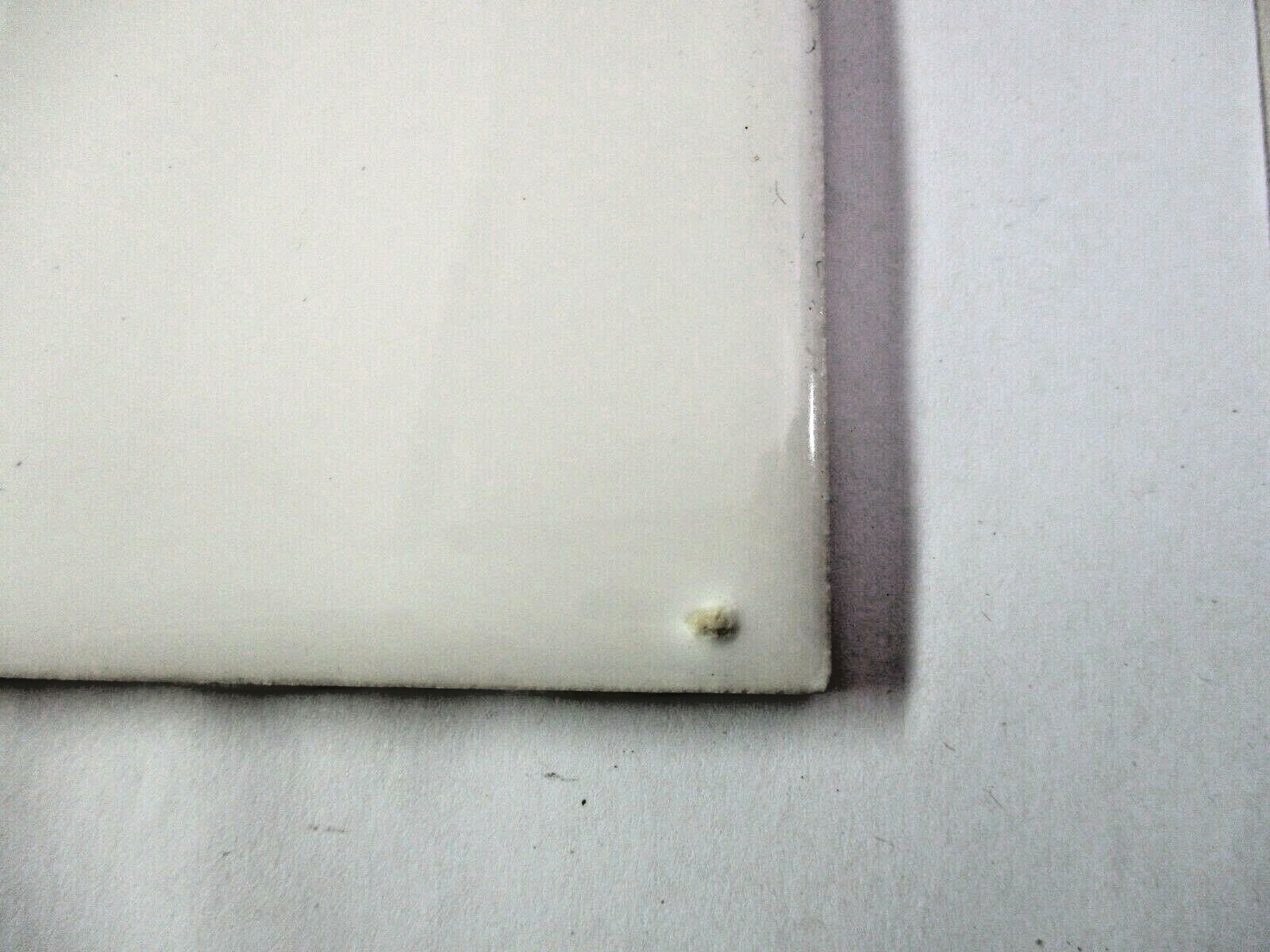 1 Tile Wheeling USA 4-3/8″ Made Imperfect Gloss Off White Ceramic Wall Field Vtg