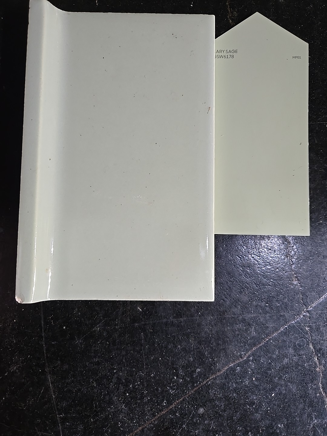 Vintage 6 1/8 X 3 7/8″ NOS Cove Base Sage Green Tile