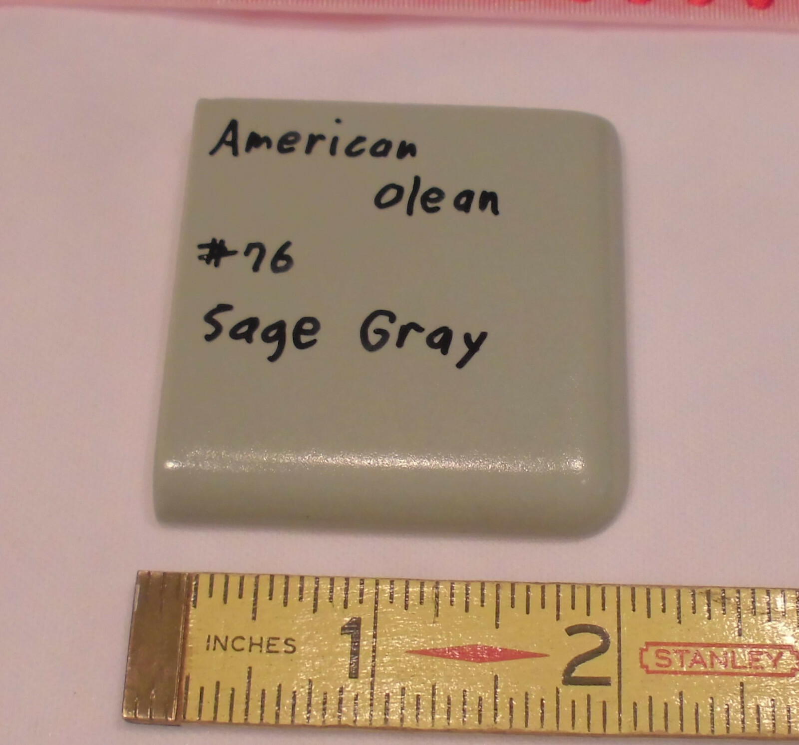 1 pc. Sage Gray 2″ X 2″ X 5/16″ Ceramic Surface Bullnose Corner Tile; Greenest