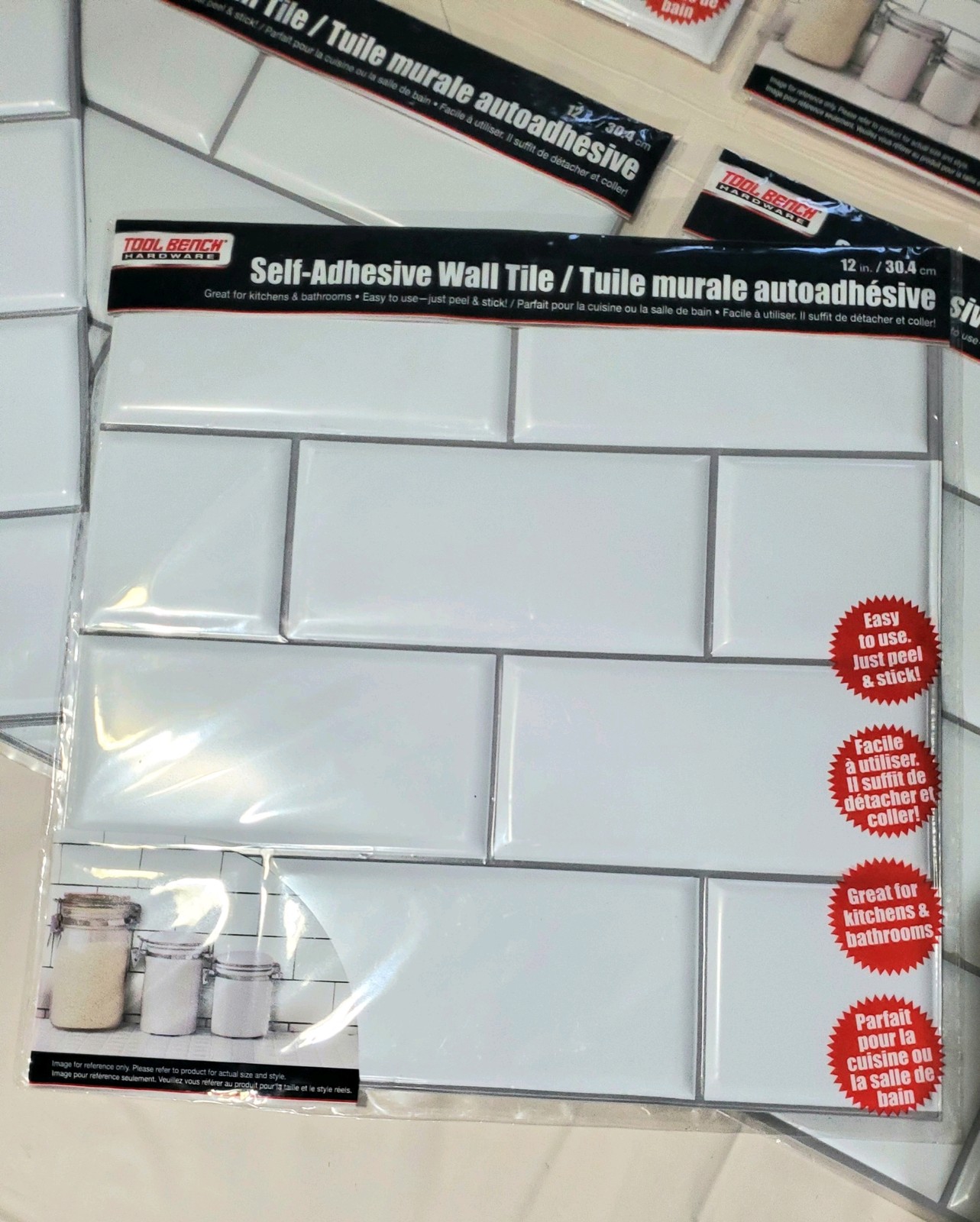 Lot of 8 Self Adhesive Wall 3D White Tiles 12″ X 12″