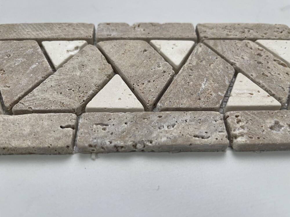 B0094T Marble Mosaic Border Accent Listello Tile Piza Tan 4.1×11.3 Tumbled