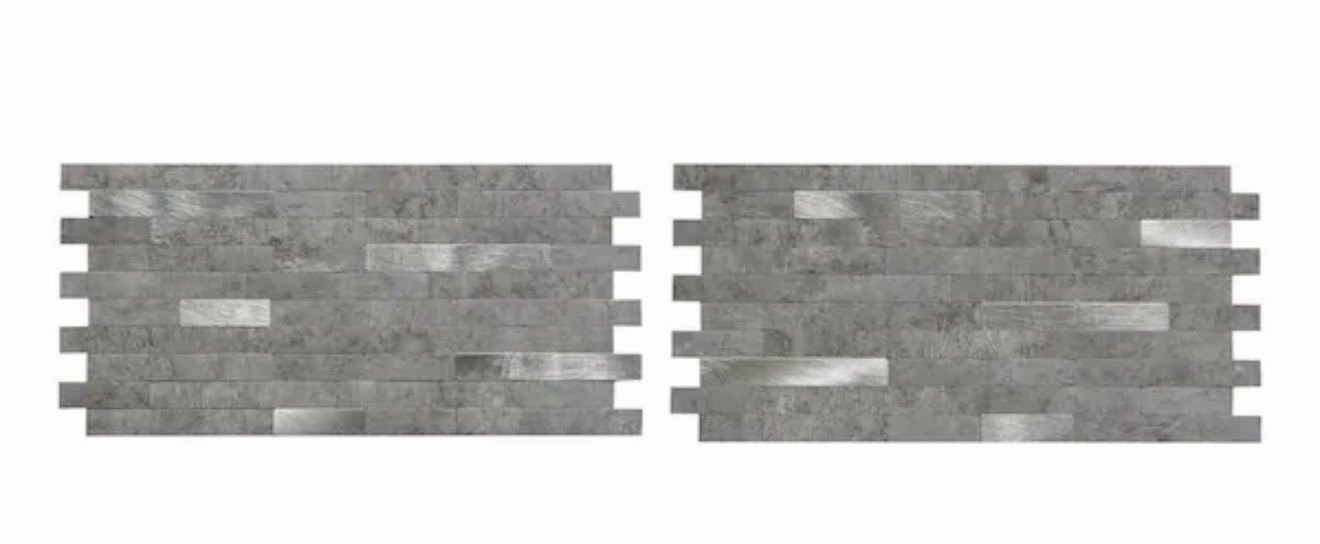 Collage 11.75 in. x 12 in. Metal and Composite Peel and Stick Backsplash – New