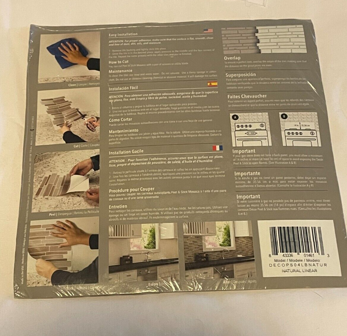 Decor Peel and Stick Mosaics Natural Linear faux tiles 5 pack