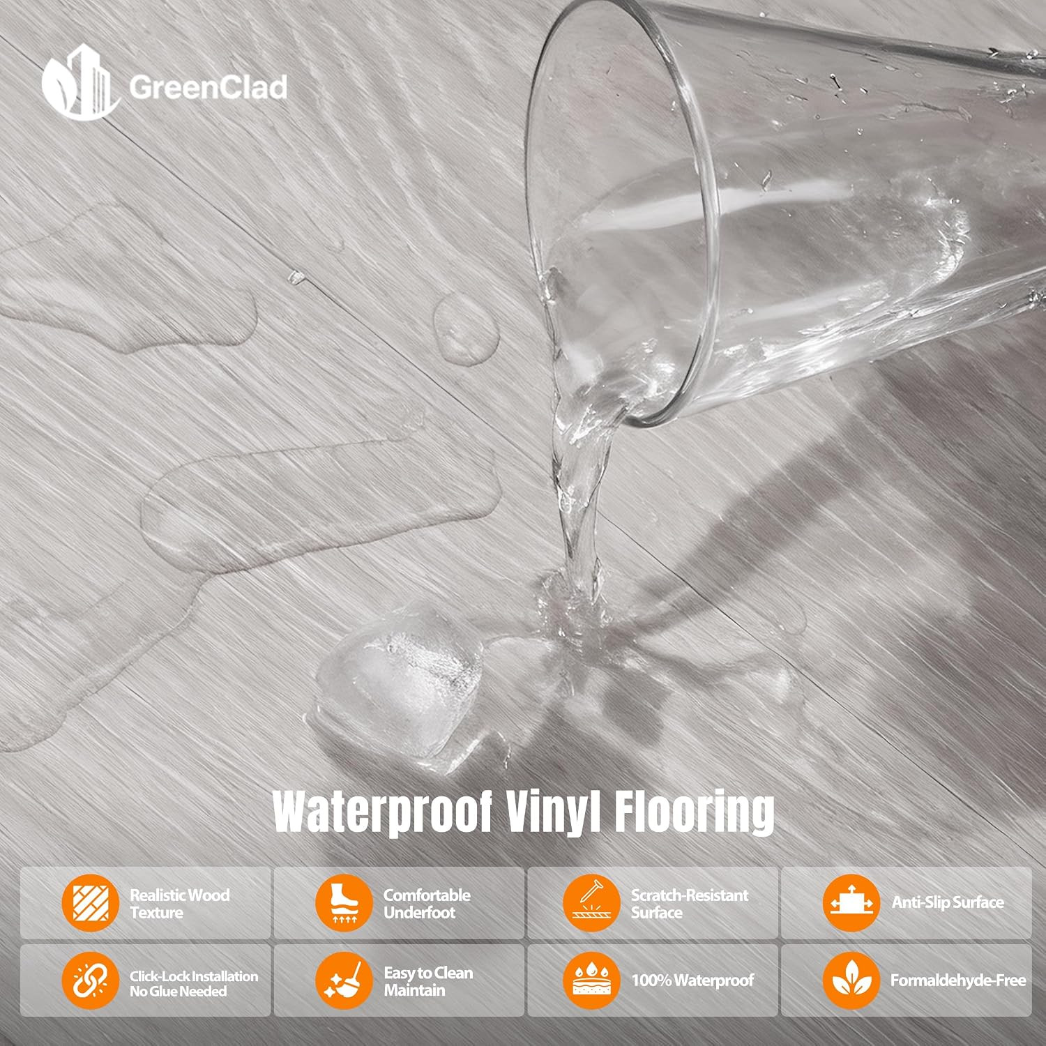 Vinyl Click-Lock Rigid Flooring 27 Sq.Ft. Ivory Ash – Waterproof & Scratch-Resis