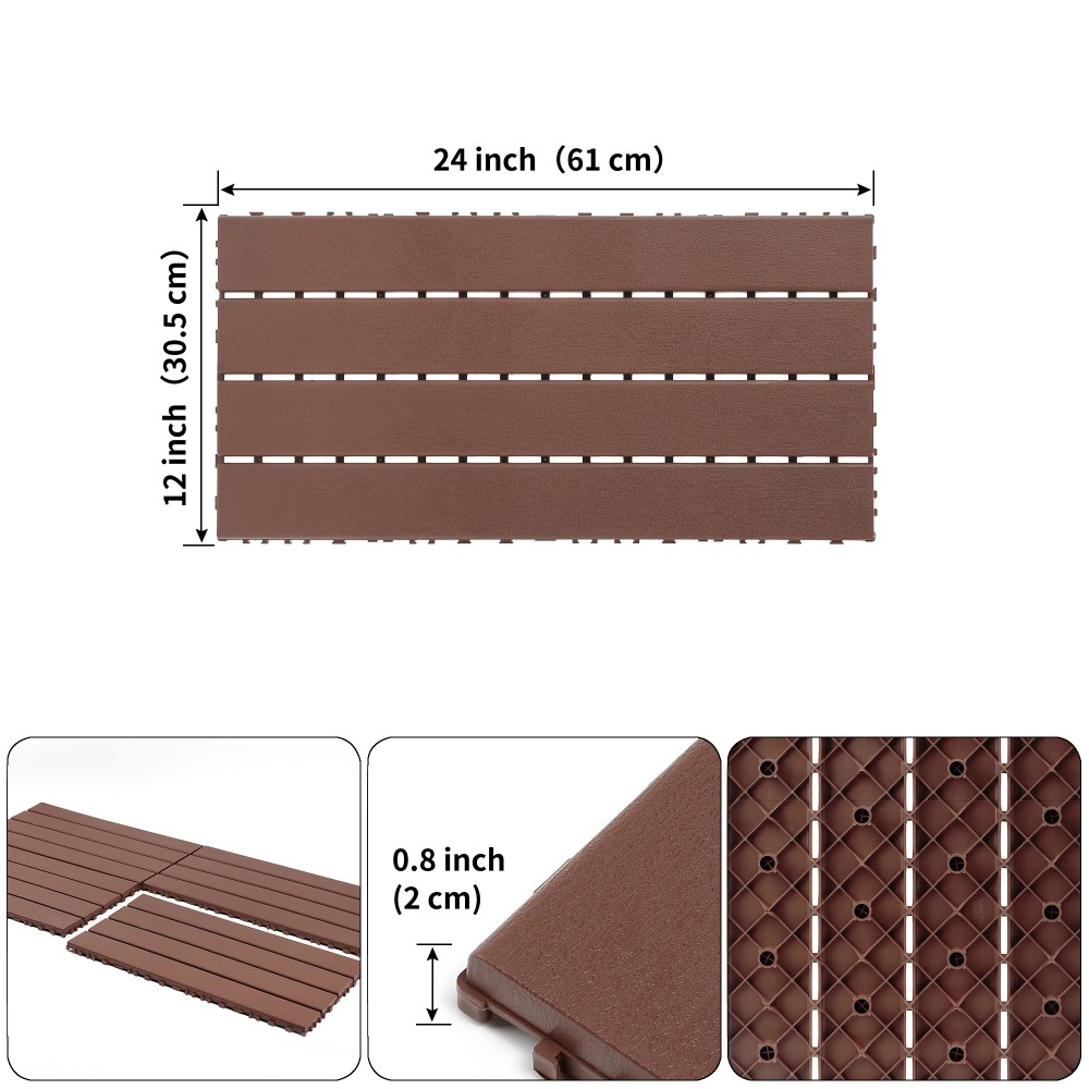 22 pieces of outdoor terrace deck tiles, DIY interlocking decking floor tiles