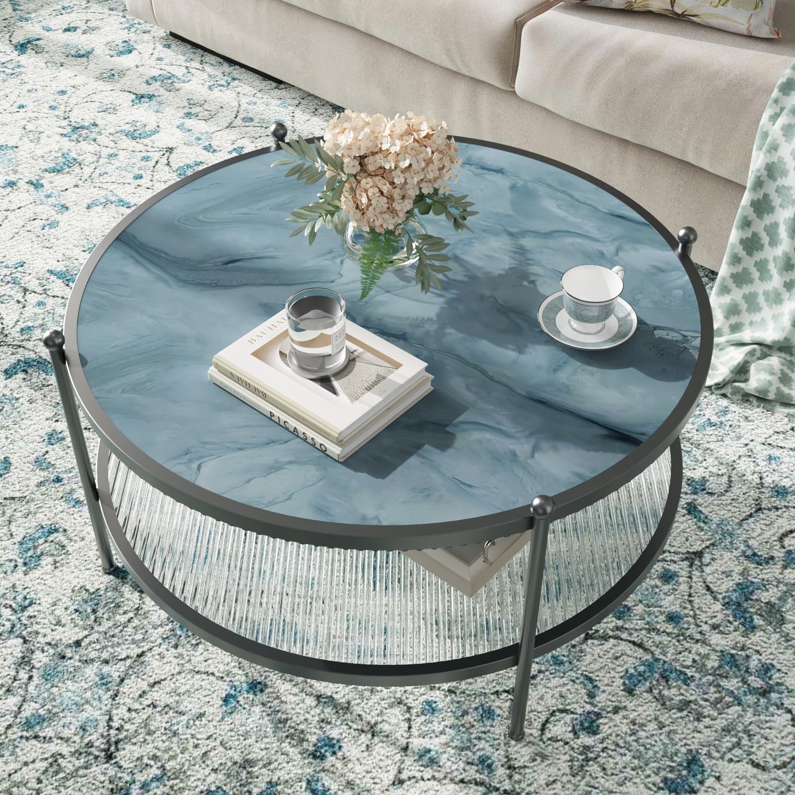 CRE8TIVE Teal Liquid Marble Contact Paper for Countertops Waterproof Matte Ma…