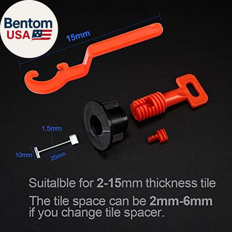 Tile Leveling System Kit with 200Pcs Tile Leveler & 4 Special Wrenches & 1000Pcs