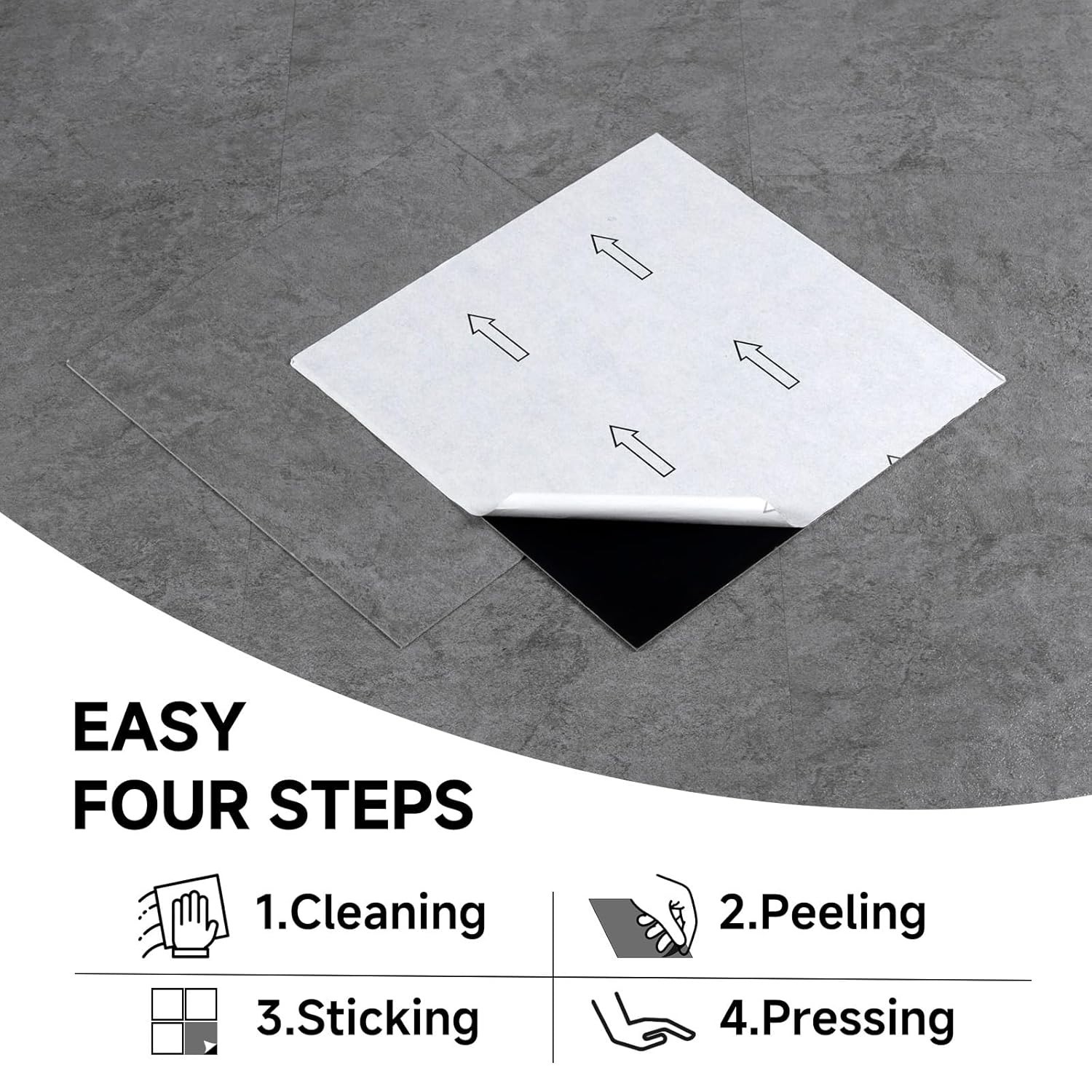 Stylish Peel and Stick Vinyl Floor Tiles, 12×12 inch, 30 Sq.Ft for Home Decor