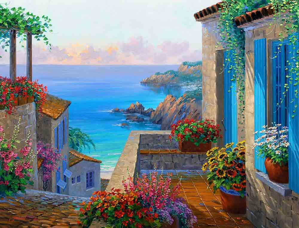 Mediterranean Accent & Decor Tile Mikki Senkarik Landscape Art MSA079AT