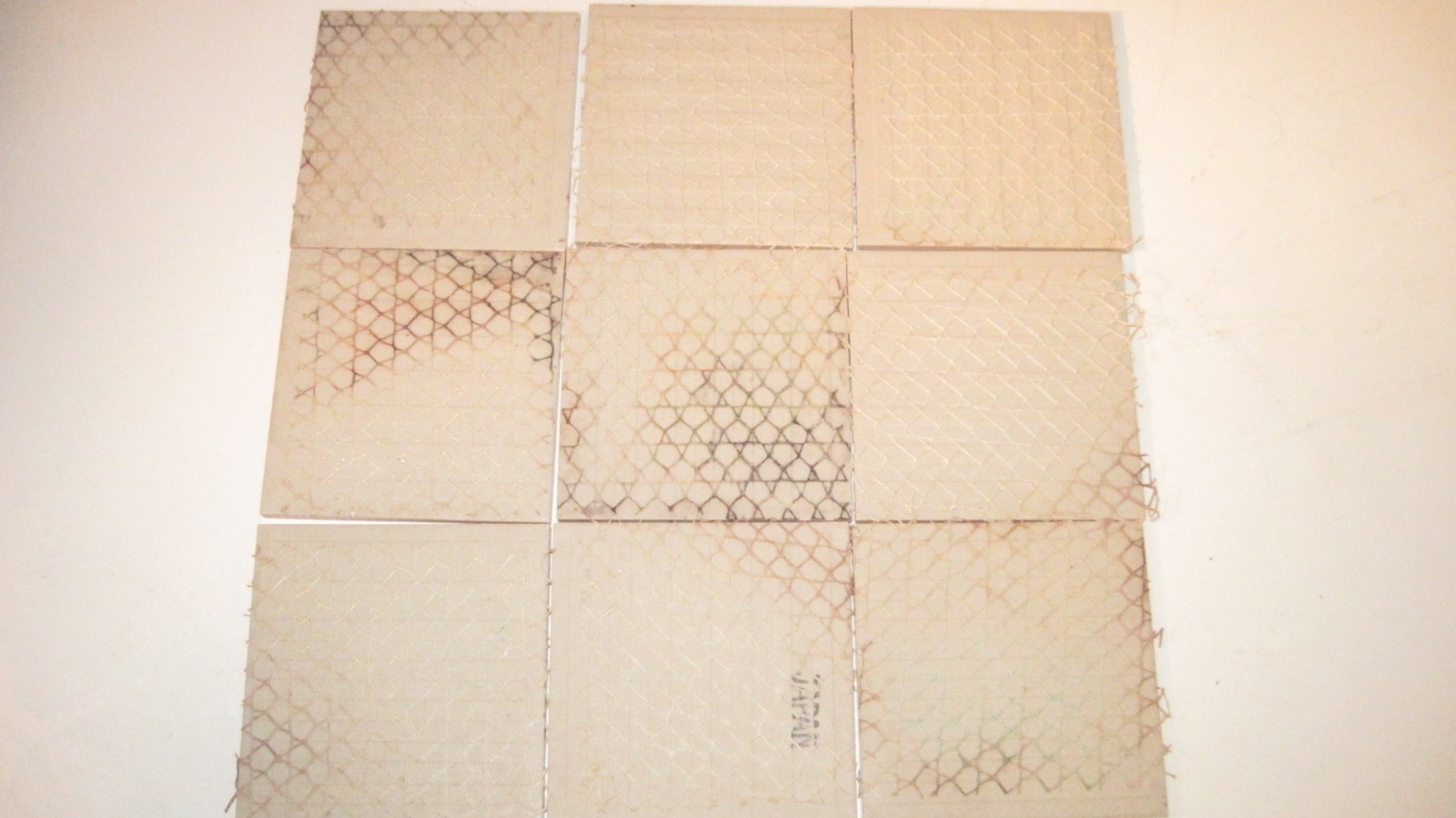 65 VINTAGE TAN BEIGE 3 7/8″ SQUARE CERAMIC TILES NEW OLD STOCK JAPAN EXCELLENT