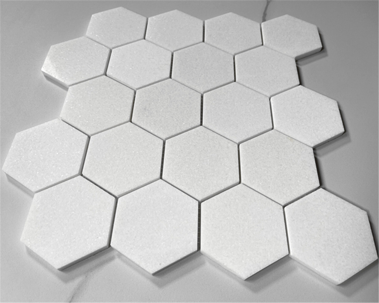 T33XP Thassos White Marble Hexagon Mosaic Tile 3 inch Polished