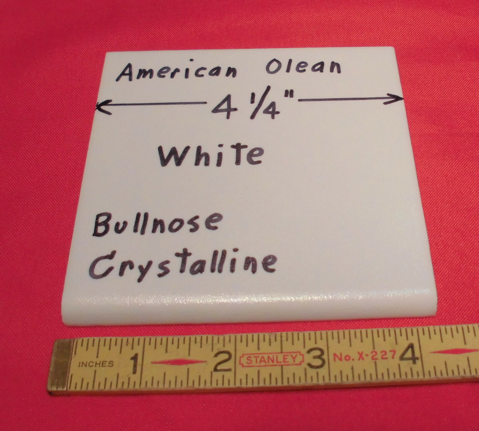 1 pc. White Crystalline Ceramic Tile by American Olean: 4-1/4″ Surface Bullnose