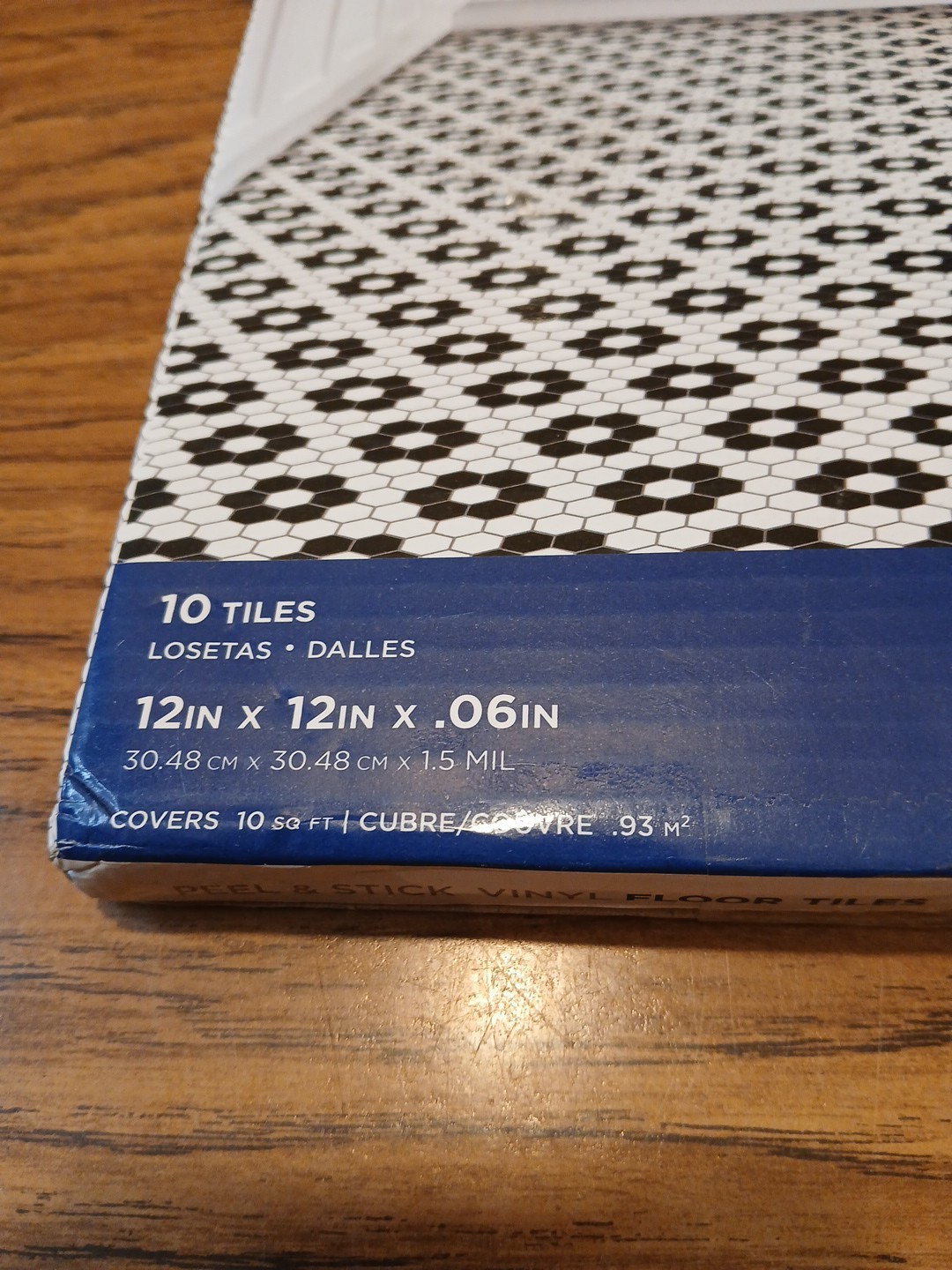 2 Pack FloorPops FP3931 Biscotto Peel & Stick Floor Tiles, Black 20 Tiles