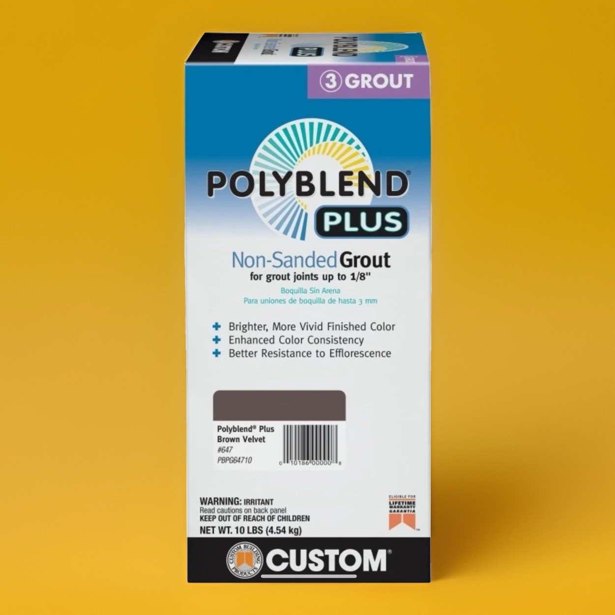 Custom Building PolyBlend Plus Non-Sanded Grout 10 lbs Brown Velvet 647