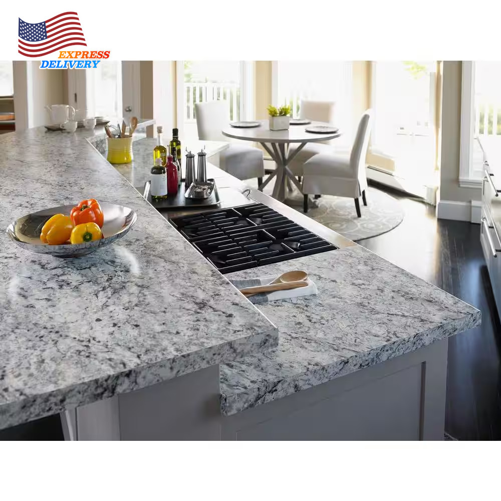 4 Ft. X 8 Ft. Laminate Sheet in White Ice Granite with Matte Finish