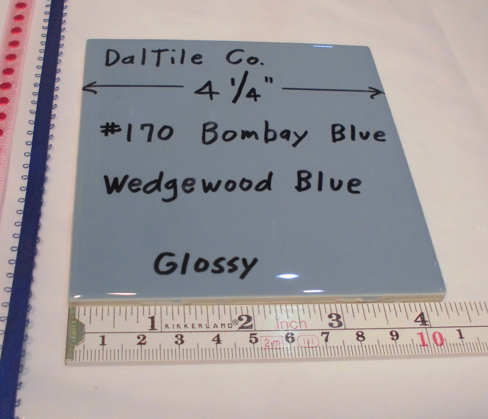 1 pc. Wedgewood Blue – Daltile Co.; Bombay 4-1/4″ Glossy Ceramic Tile; New