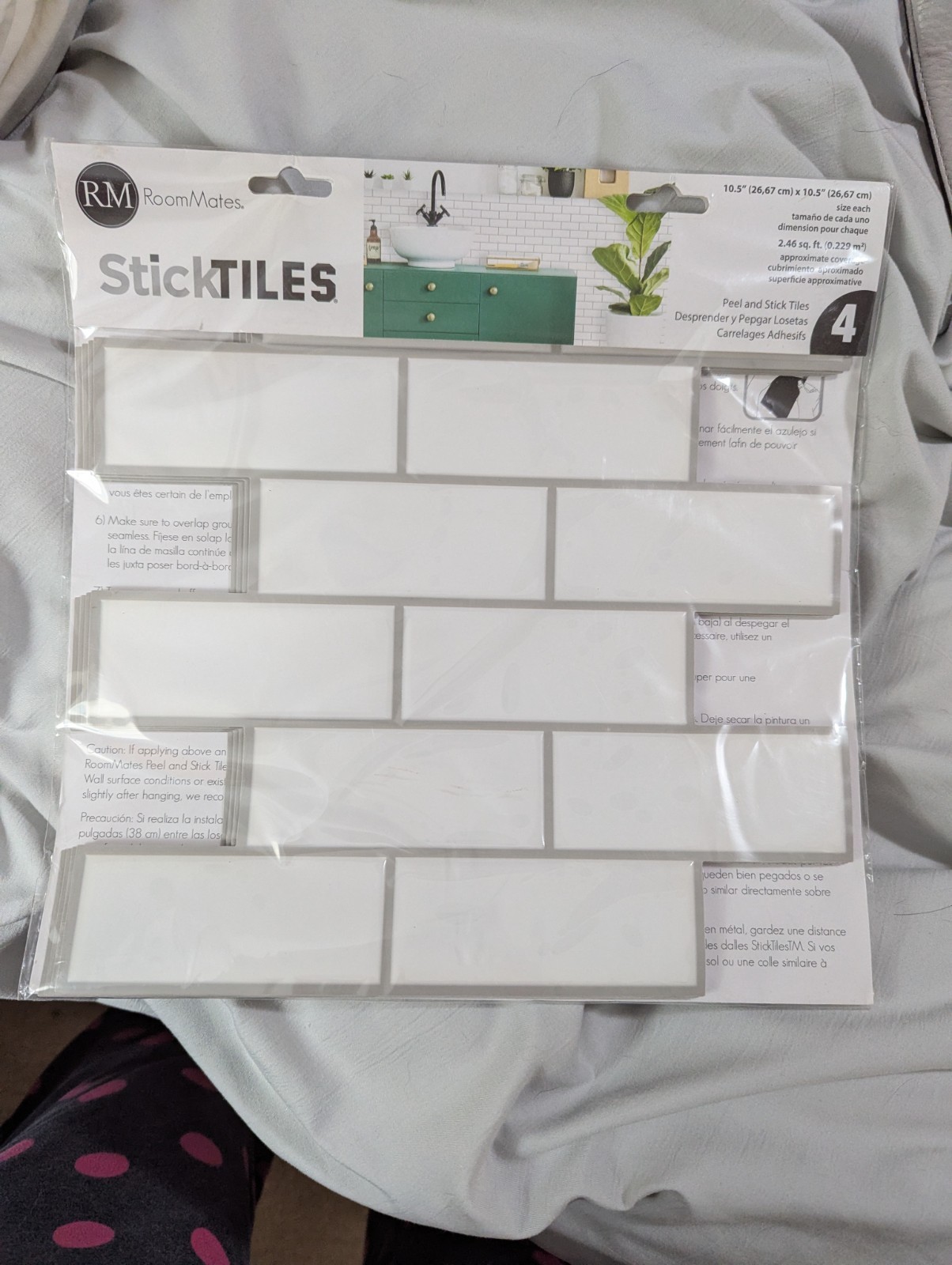RoomMates 10.5″ x 10.5″ WHITE SUBWAY PEELN’STICK TILES (SET 4 SHEETS) BRAND NEW