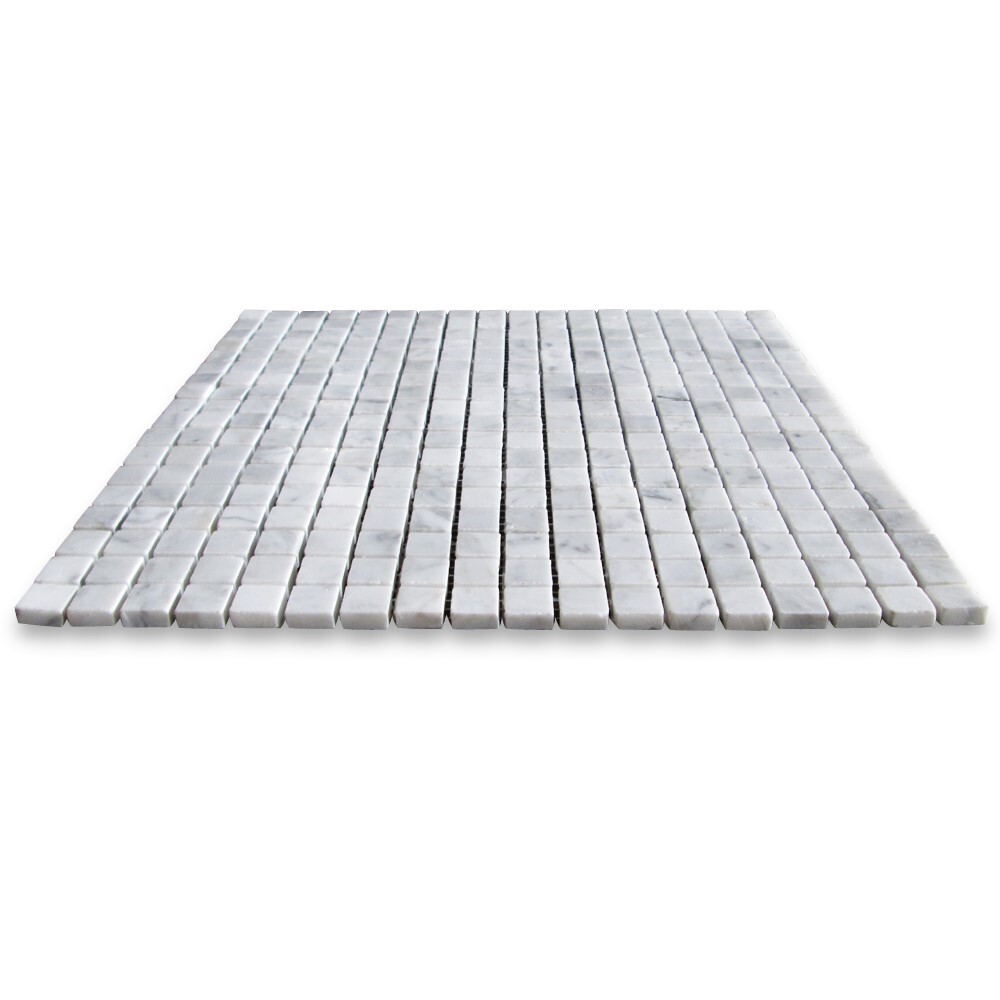 C22XP 5/8×5/8 Square Mosaic Tile Carrara White Marble Polished Venato Bianco
