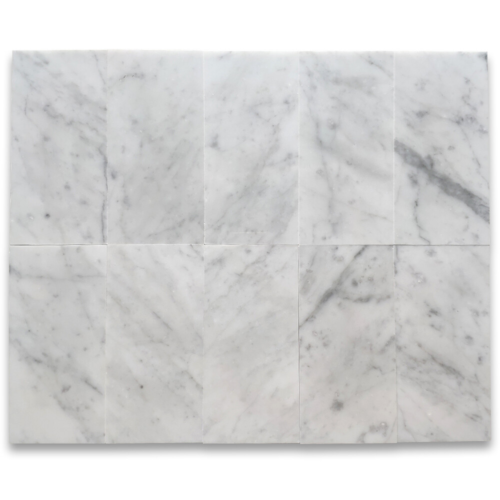 C52P 4×8 Carrara White Marble Wall Floor Tile Polished Bianco Venato