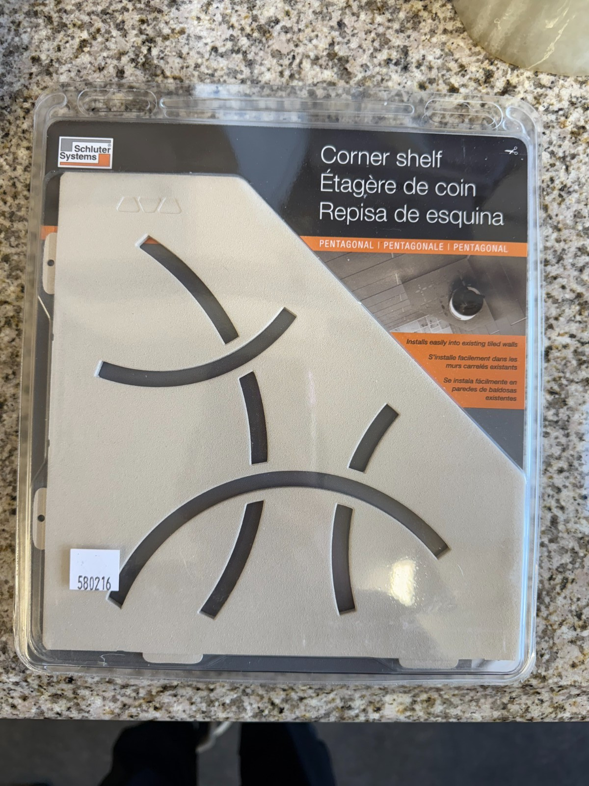 Schluter Systems Shelf Pentagonal Corner Curve Ivory SES2D6TSI